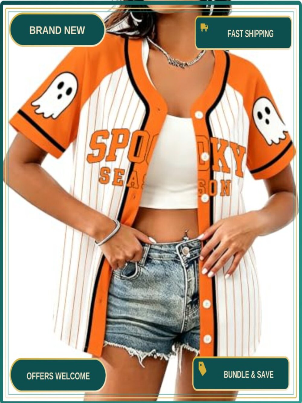 Spooky Season Halloween Jersey Pumpkin Short Sleeve Fall Party Costume Top